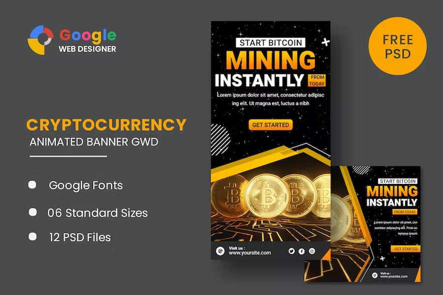 Cryptocurrency Bitcoin Animated Banner GWD