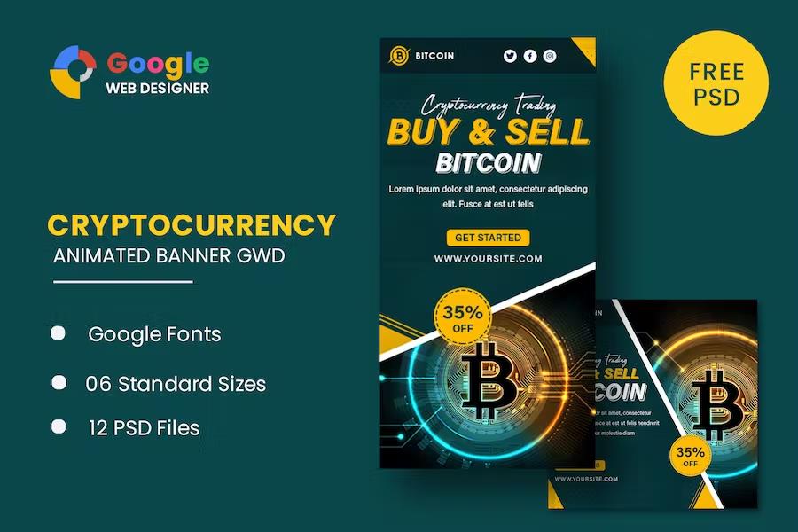 Cryptocurrency Bitcoin Animated Banner GWD