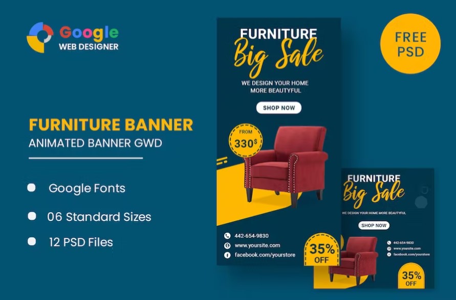 Furniture Google Adwords HTML5 Banner Ads GWD