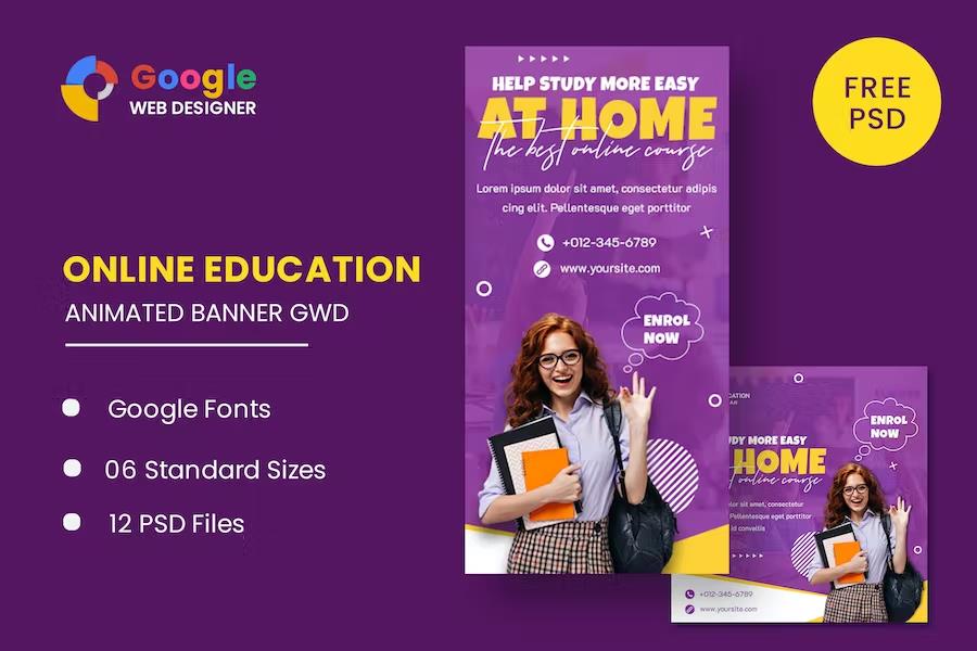 Online Education Animated Banner Google Web Design