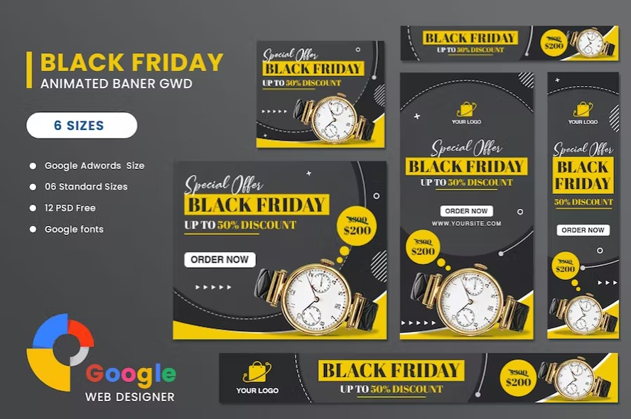 Watch Sale Black Friday HTML5 Banner Ads GWD
