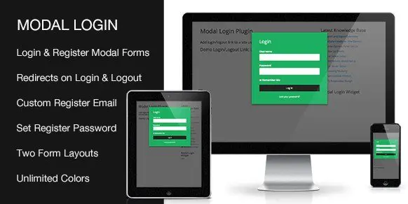 Modal Login Register Forgotten Wordpress Plugin