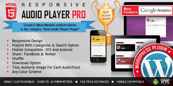 Responsive HTML5 Audio Player PRO WordPress Plugin