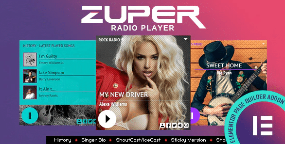 Zuper - Shoutcast and Icecast Radio Player Elementor Addon