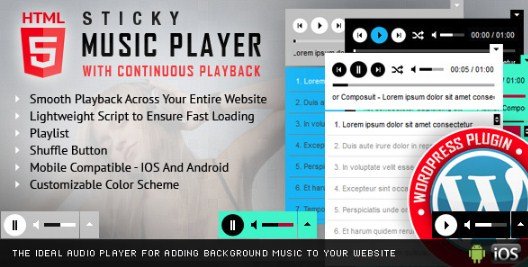 Sticky HTML5 Music Player WordPress Plugin