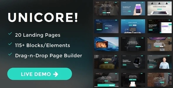 Unicore - Mobirise Builder with 20 HTML Bootstrap Landing Page Templates