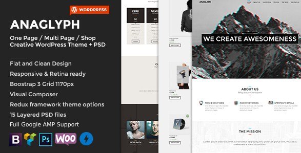 ANAGLYPH - One page / Multi Page WordPress Theme