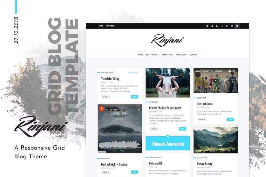 A Responsive Grid Blog Theme - Rinjani