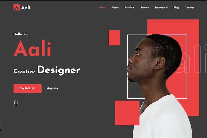 Product preview supplied for Aali - Personal Portfolio React NextJs Template