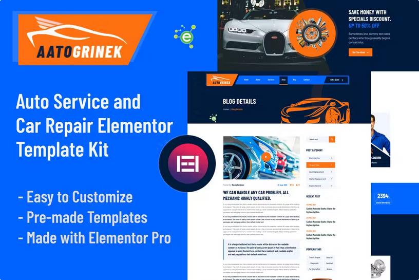 Aatogrinek - Auto Service & Car Repair Elementor Template Kit listing image