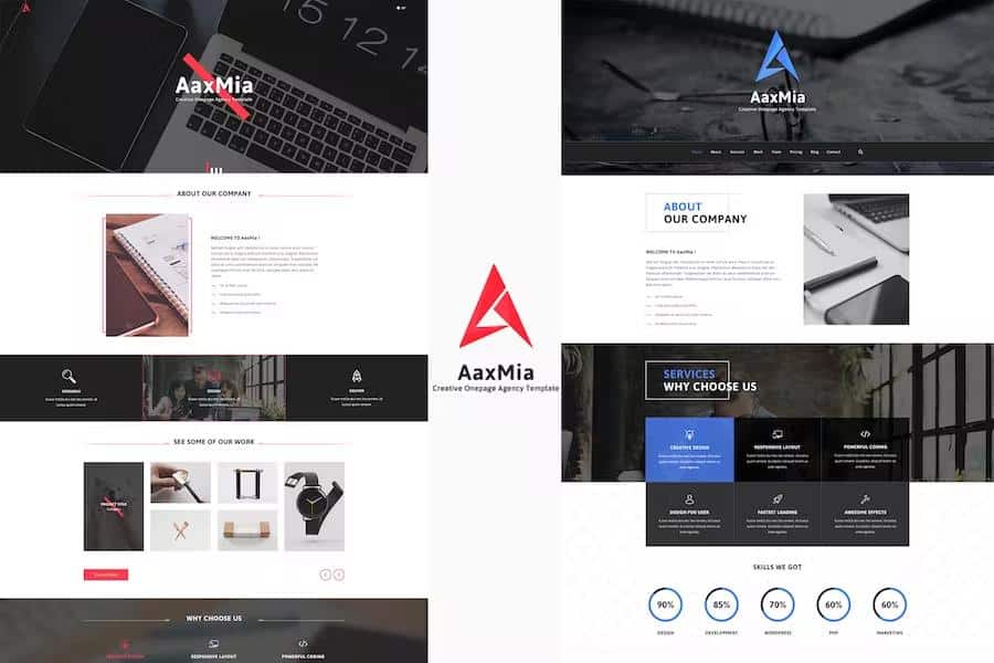AaxMia - One page Creative Agency and Portfolio Template
