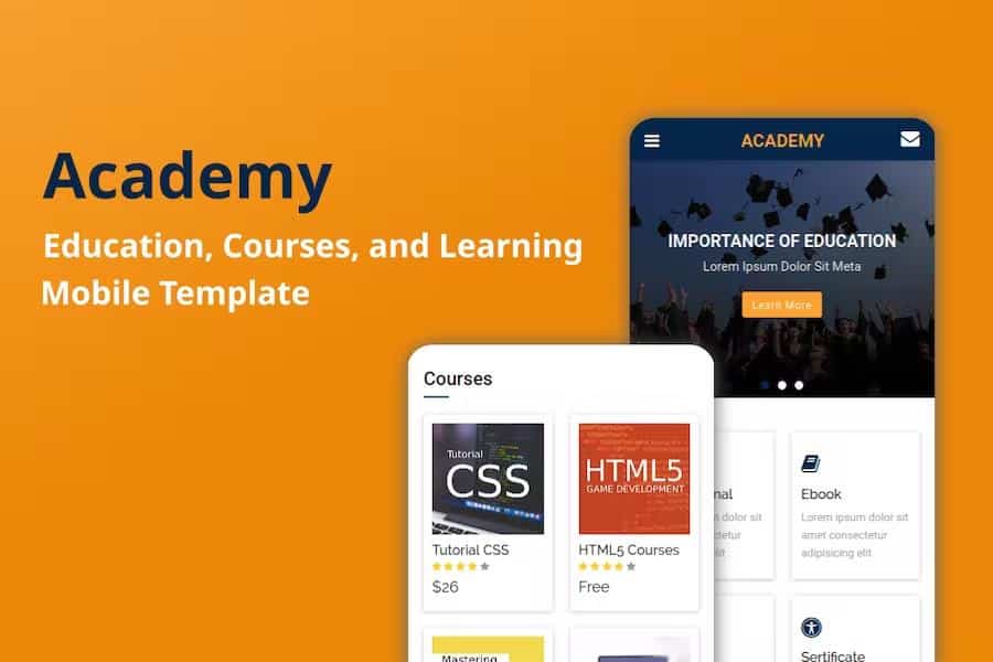Academy - Education, Courses, and Learning Mobile Template