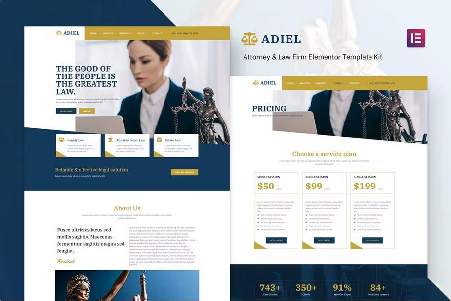 Adiel - Attorney & Law Firm Elementor Template Kit