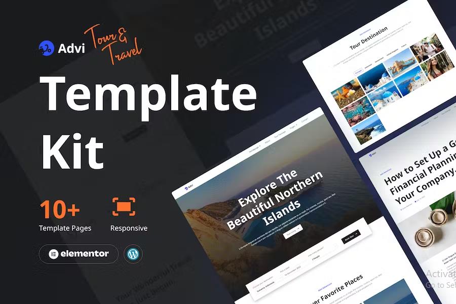 Preview image for Advi - Creative Tour and Travel Elementor Pro Template Kit