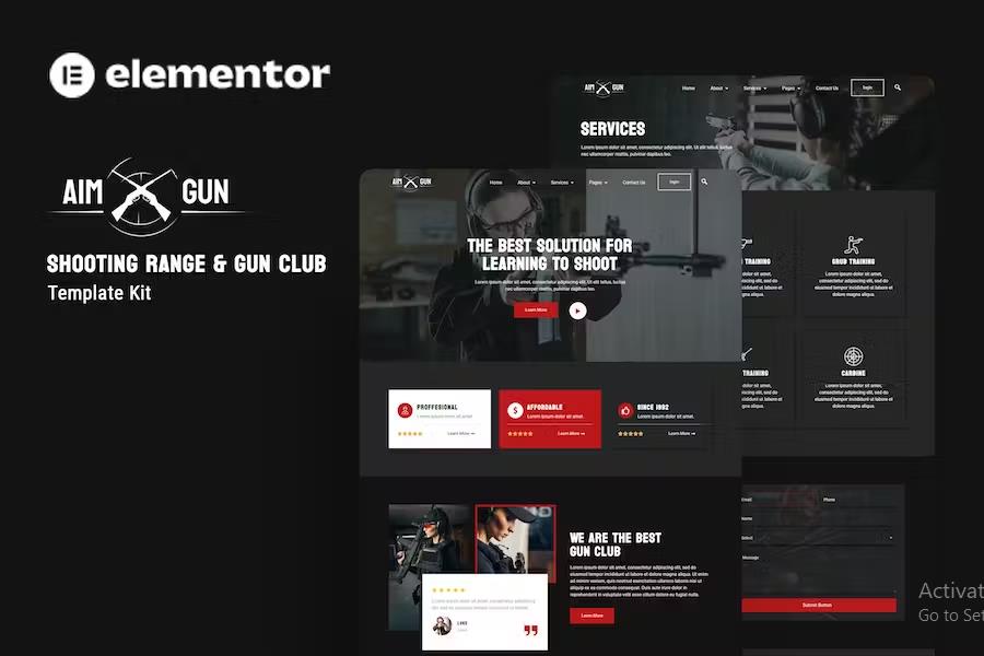 Aimgun - Shooting Range & Gun Club Elementor Template Kit listing image