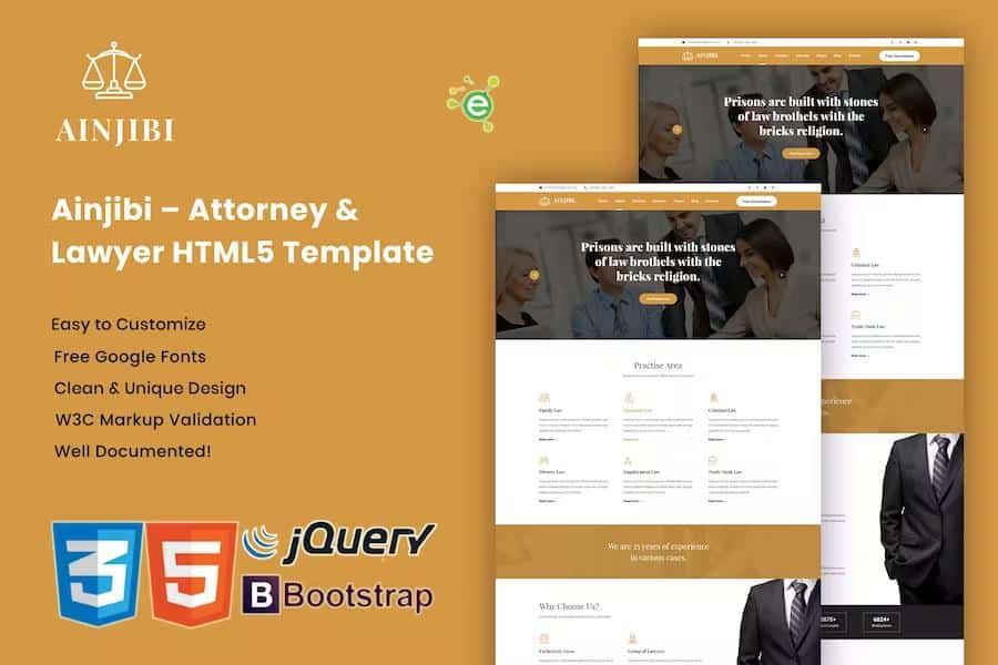 Ainjibi - Attorney and Lawyer HTML5 Template