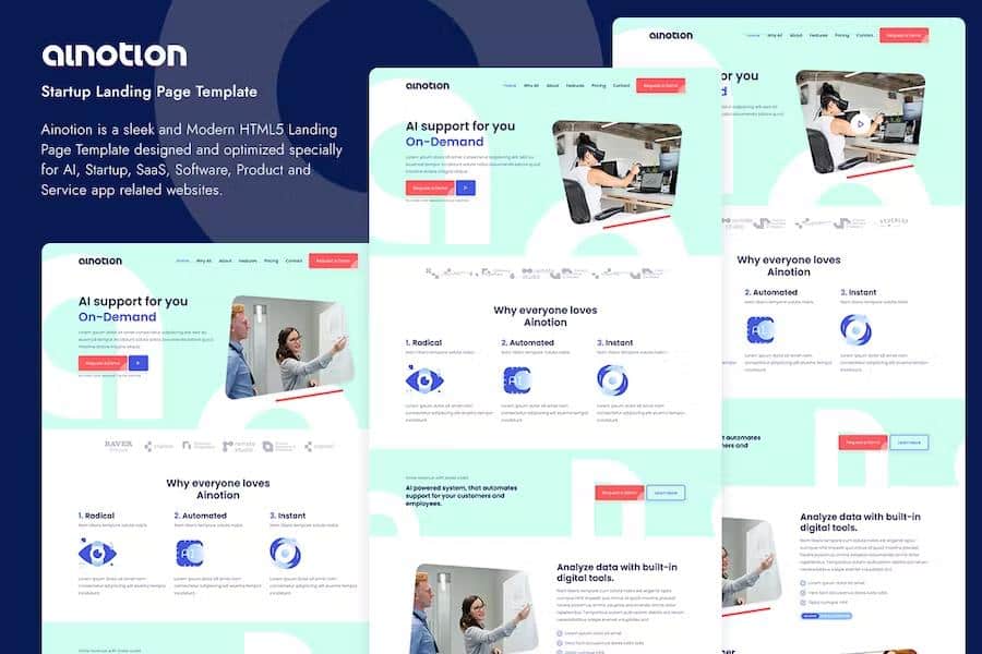 Ainotion Startup Landing Page Template