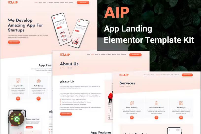 Product preview supplied for Aip - App Landing Elementor Template Kit