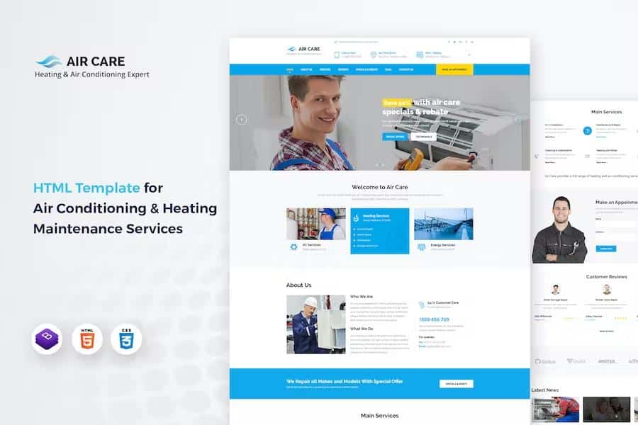 Air Care - HTML Template for Heating and Air Conditioning Maintenance Services