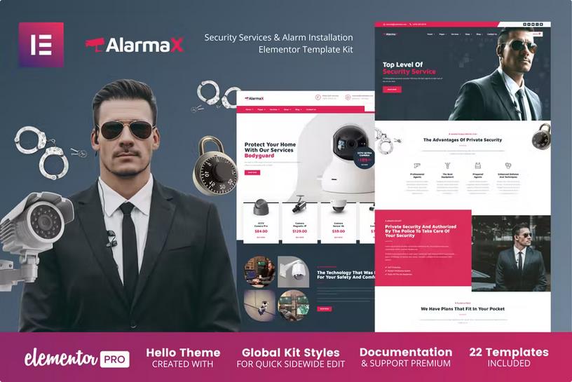 Alarmax - Security Services & Alarm Installation Elementor Template Kit