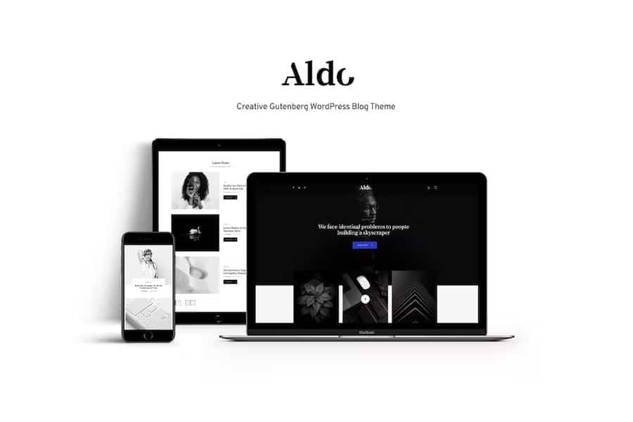 Aldo - Black and White Gutenberg Blog WordPress Theme