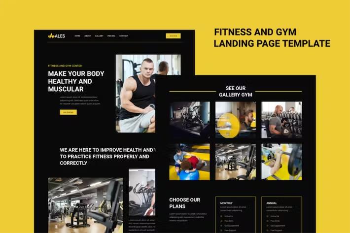 Ales - Fitness & Gym Landing Page Template product preview