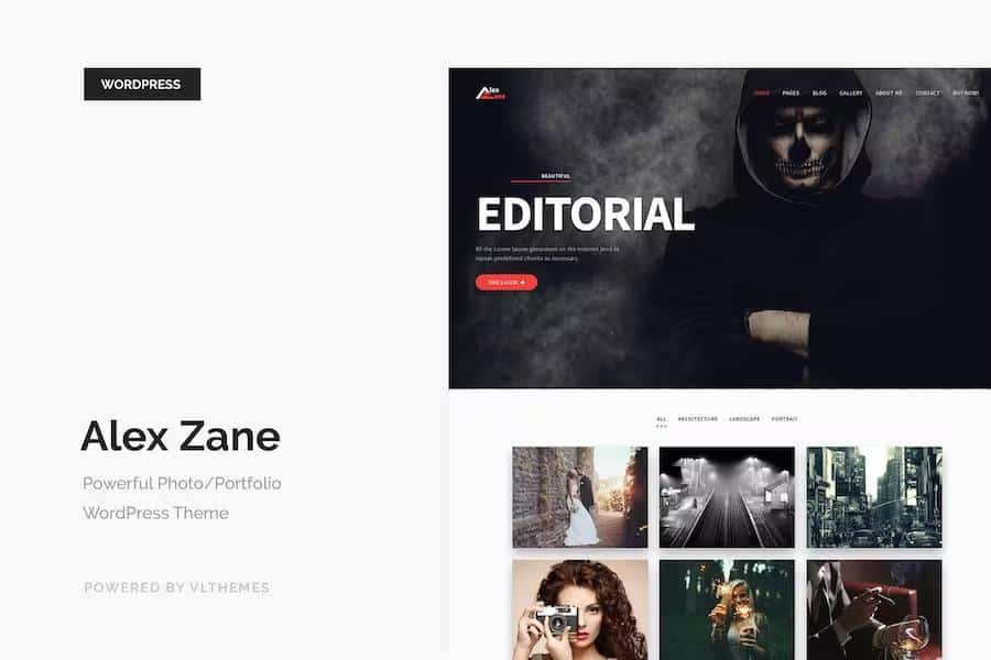 Alex Zane - Photo Portfolio WordPress Theme