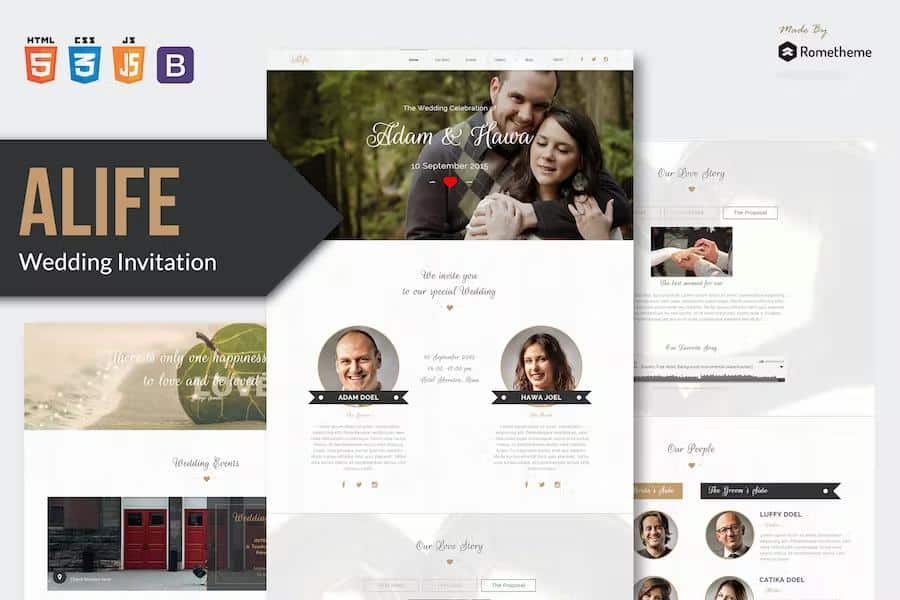 Alife - Wedding Invitation HTML Template