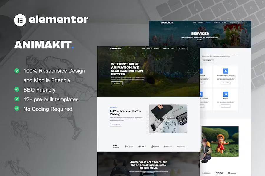 Animakit - Animation Studio Elementor Pro Template Kit listing image