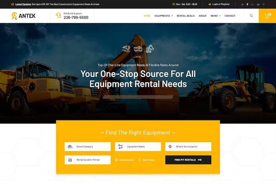 Antek - Construction Equipment Rental HTML