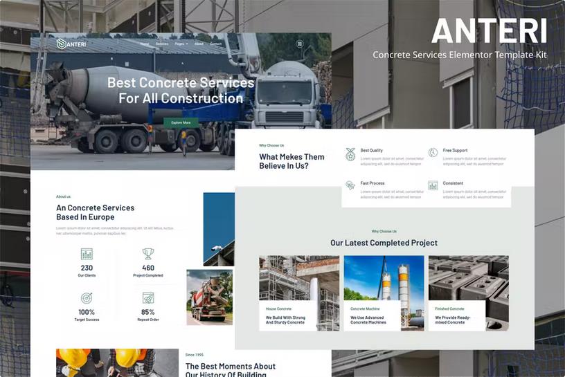 Anteri - Concrete Services Elementor Template Kit listing image