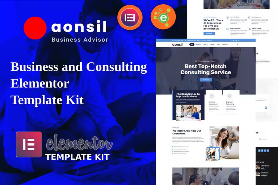 Product preview supplied for Aonsil - Business & Consulting Elementor Template Kit