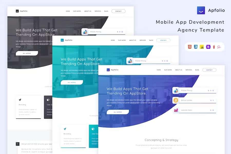Apfolio - Mobile App Development Agency Template product preview