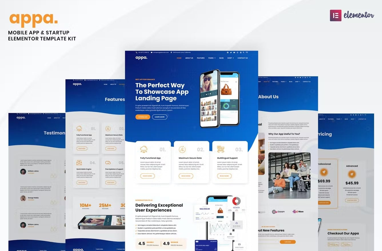 Appa - Mobile App & Startup Elementor Template Kit