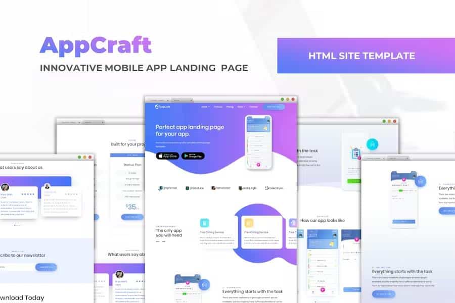 AppCraft - Creative Template for Mobile App Landing Page
