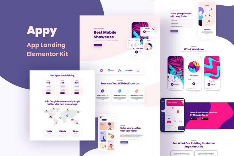 Preview image for Appy - SaaS & App Landing Page Elementor Template Kit