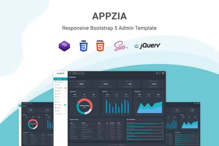 Appzia - Responsive Bootstrap 5 Admin Dashboard product preview