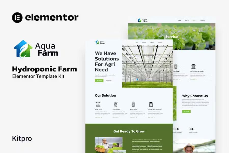 Product preview supplied for Aquafarm - Hydroponic Farm Elementor Template Kit