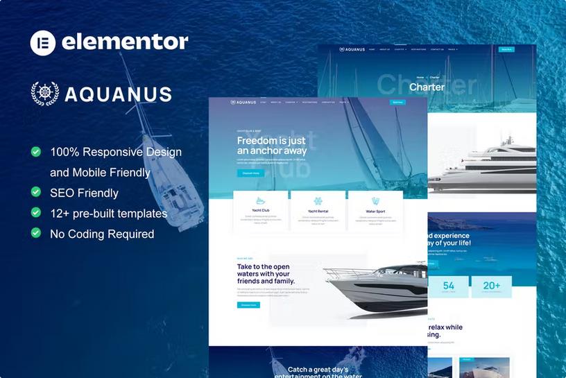 Preview image for Aquanus - Yacht Club & Boat Rental Elementor Template Kit