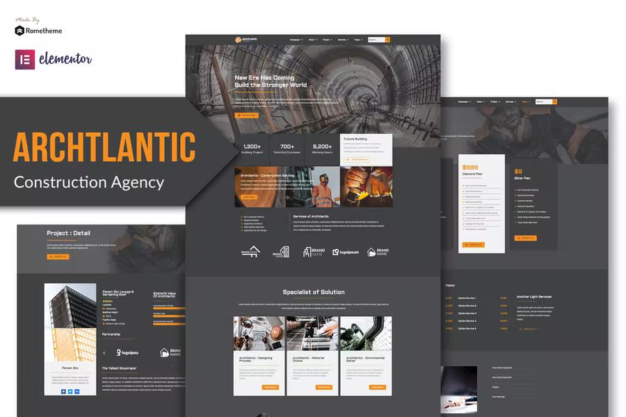 Archtlantic - Construction Agency Elementor Template Kit