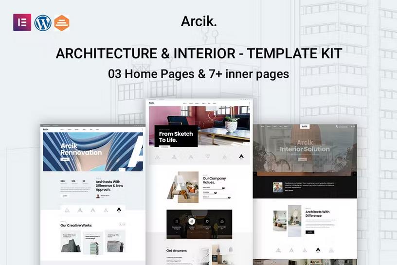 Product preview supplied for Arcik - Architecture & Interior Elementor Template Kit