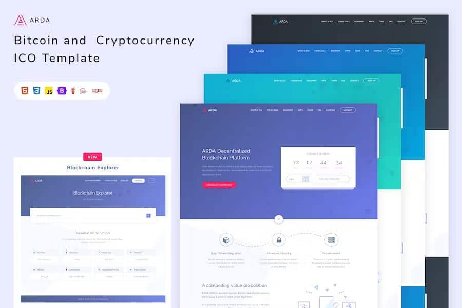 Arda - Bitcoin and Cryptocurrency ICO HTML Template listing image