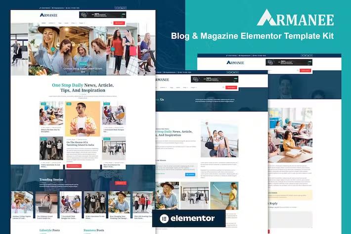 Armanee - Blog & Magazine Elementor Pro Template Kit product preview