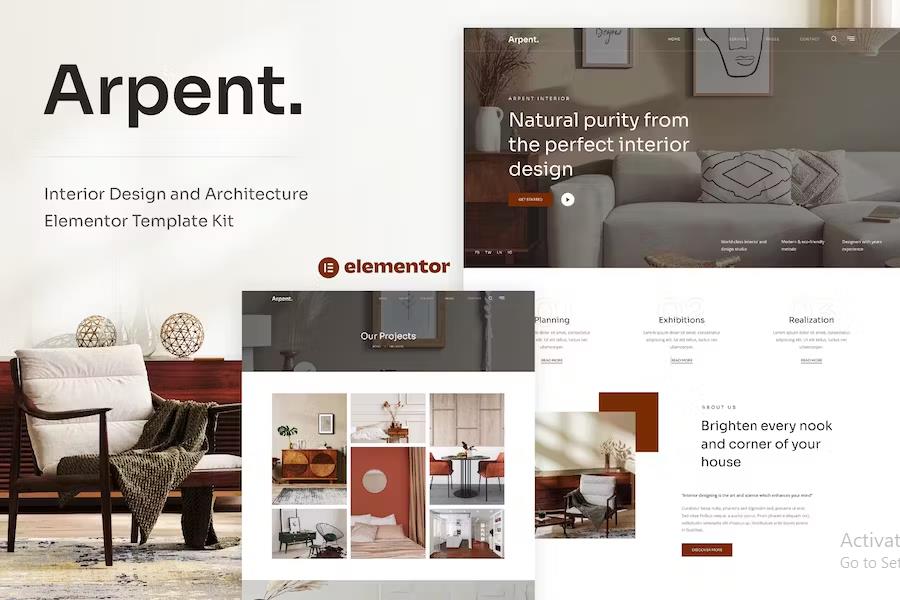 Arpent - Interior Design and Architecture Elementor Template Kit product preview