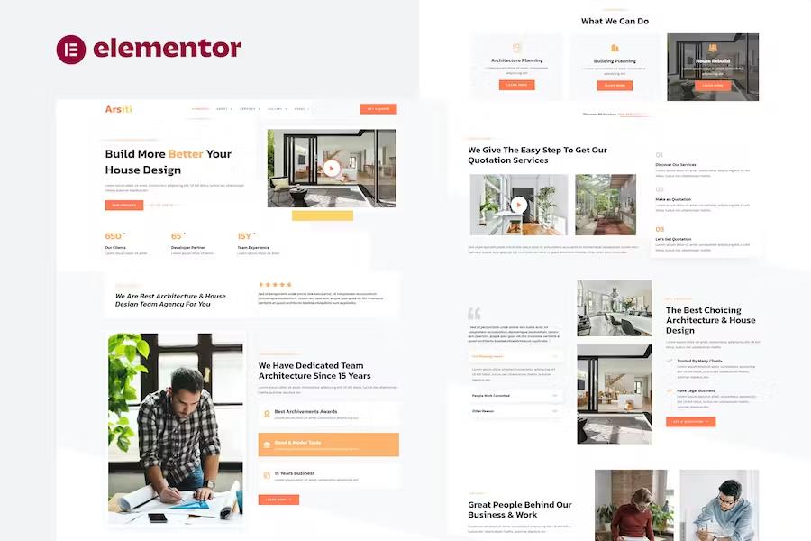 Arsiti - Architecture & House Design Agency Elementor Template Kit listing image