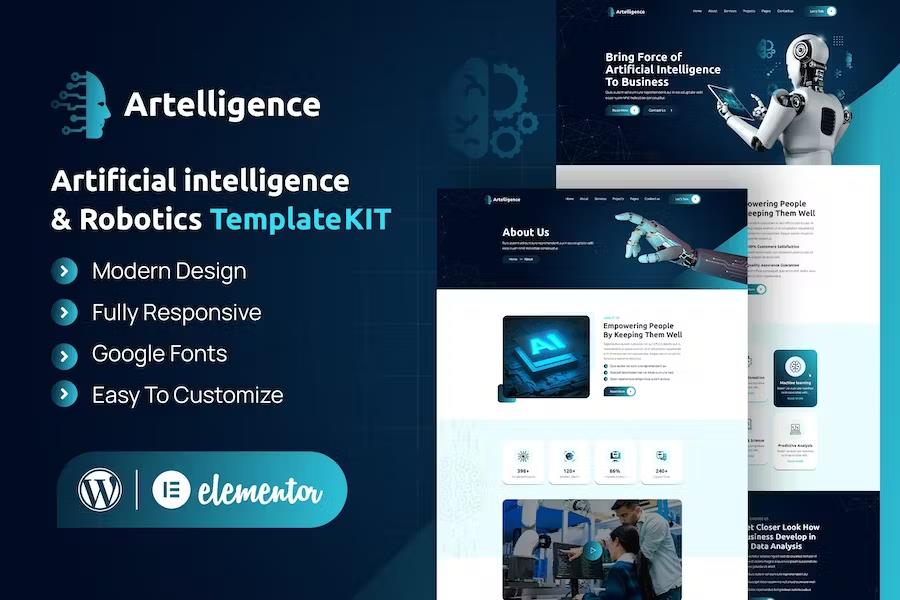 Artelligence - AI & Robotics Elementor Template Kit listing image