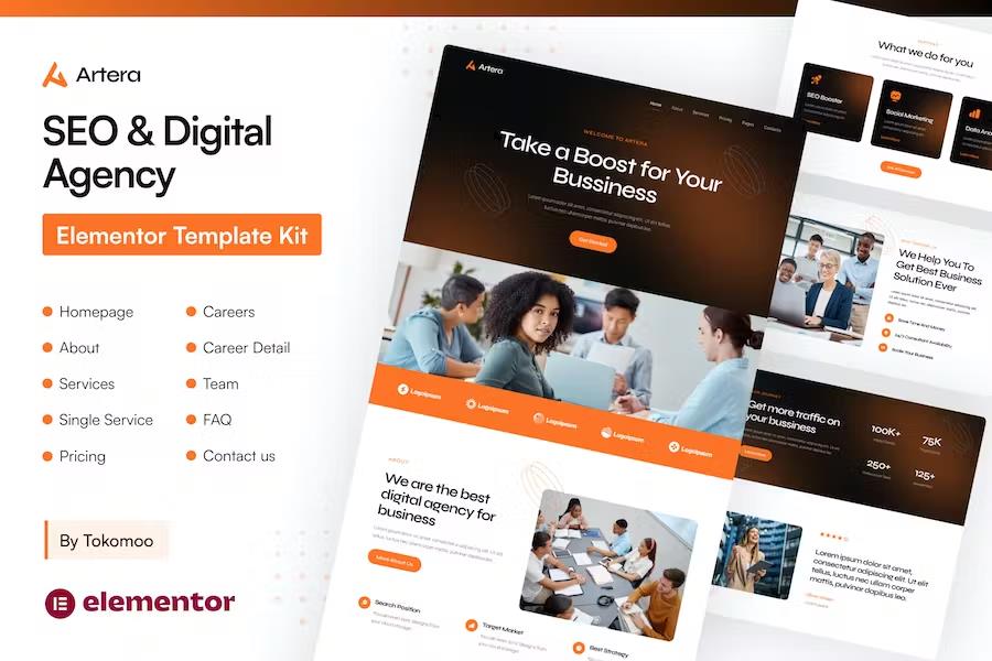 Artera - SEO & Digital Agency Elementor Pro Template Kit product preview