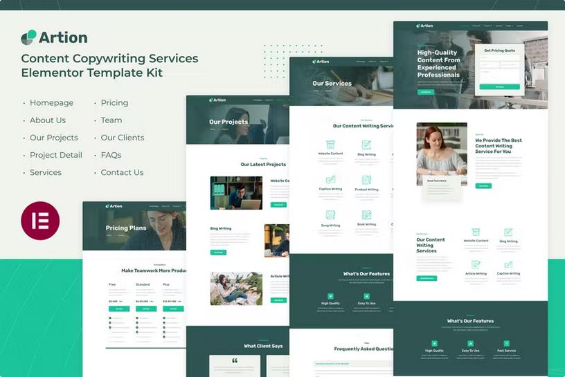 Artion | Content Copywriting Services Elementor Template Kit