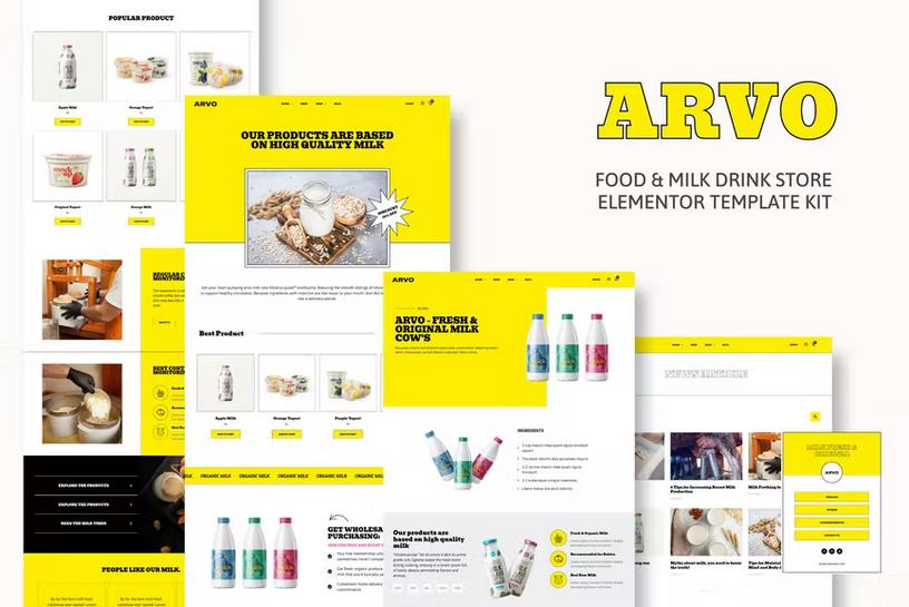 Arvo - Food & Milk Drink Store Elementor Template Kit
