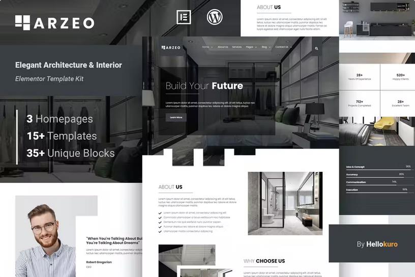 Arzeo - Elegant Architecture & Interior Elementor Template Kit